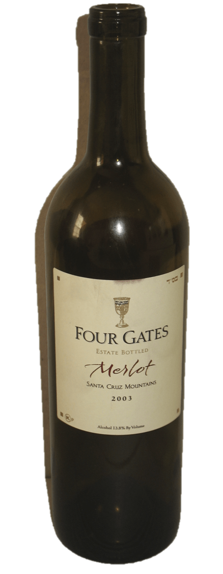 Roasted almond breaded chicken (a great fried chicken substitute) and 2003 Four Gates Merlot