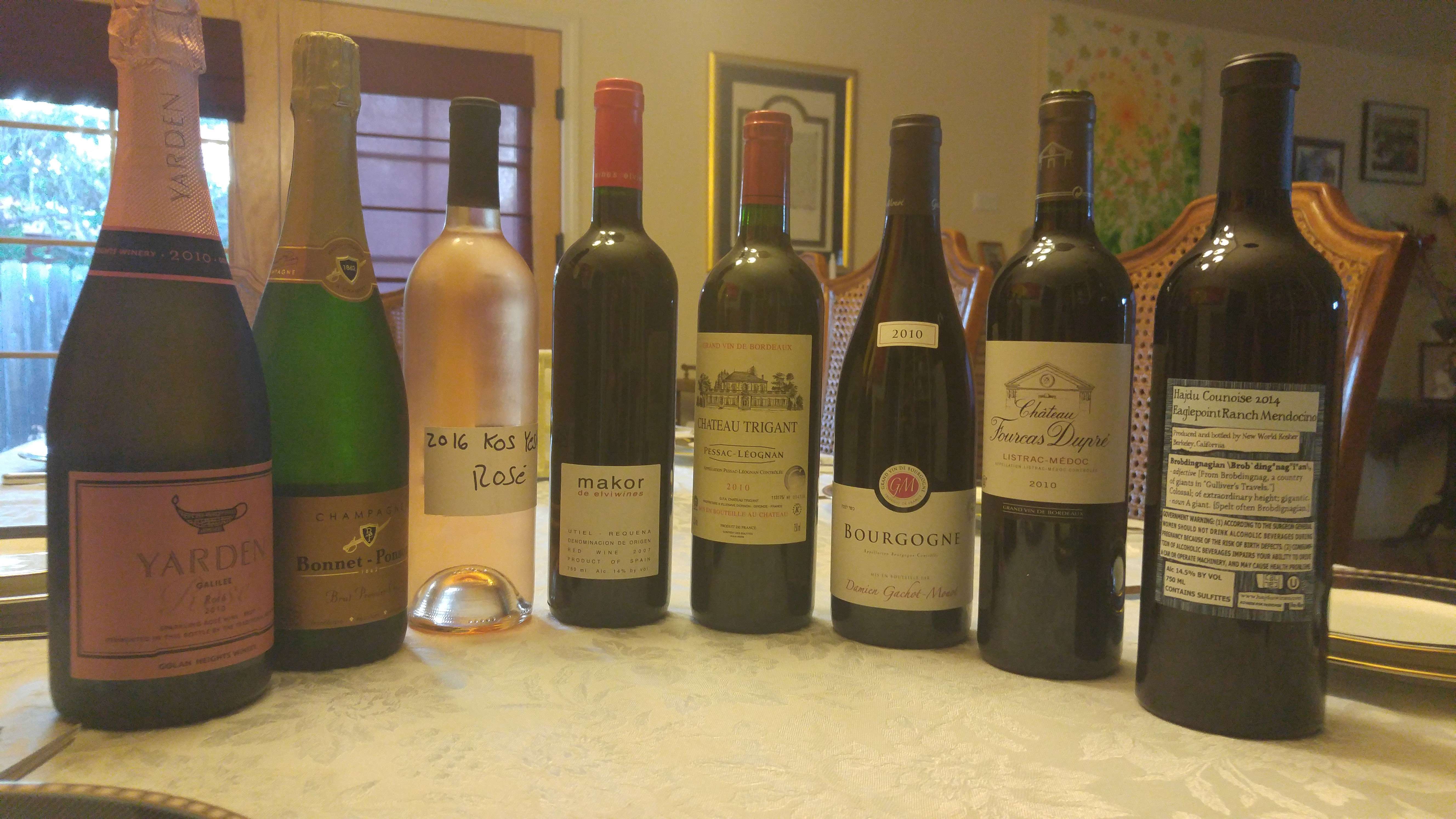 Assorted wines tasted these past few weeks