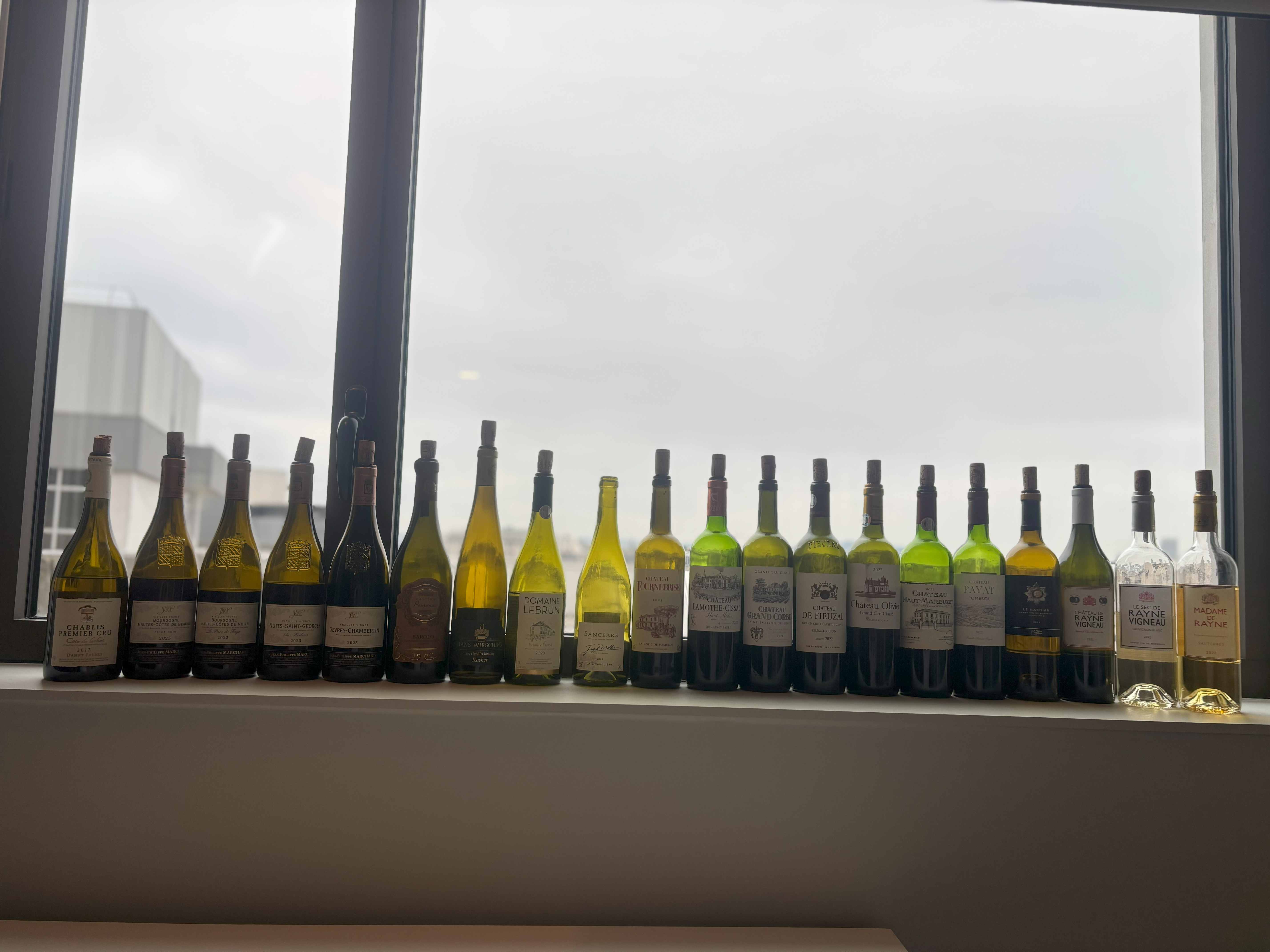 Hotel Wine tastings – Taieb Wines, Mercier Wines, Corcos Wines, Bokobsa Wines, Honest Grapes (Montille), plus more